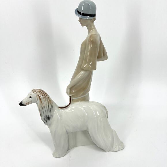 Vintage 1985 Royal Doulton Promenade HN3072 13" Figurine of Woman and Afghan Dog - Picture 3 of 12